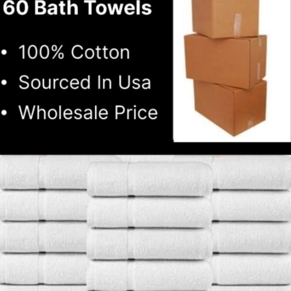 3 Boxes of 60 Bath Towels (18KG)